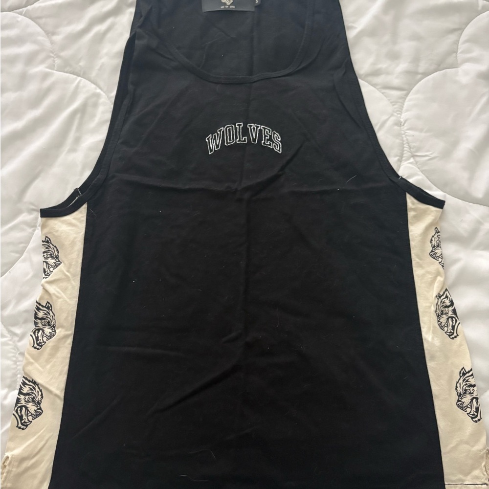 Darc Sport Black and Cream Wolves Tank Top